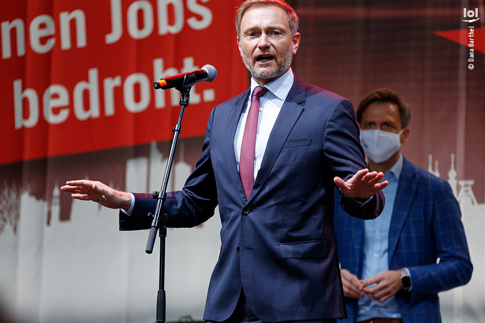 Kundgebung der Veranstaltungsbranche: „ALARMSTUFE ROT“ / Christian Lindner, FDP