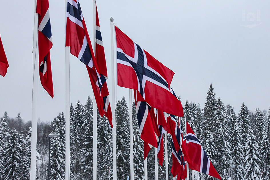 Flaggen von Norwegen am Holmenkollen